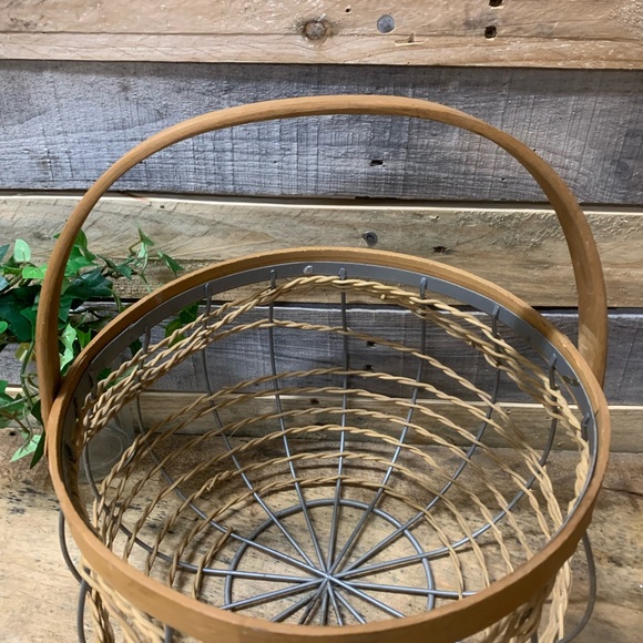 Wooden and Wire Basket with Handle - Picture 4 of 6